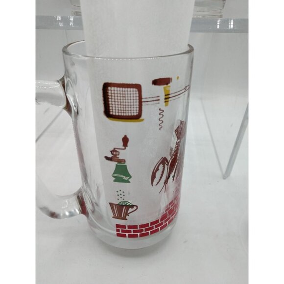 4 Hazel Atlas Vintage Kitchen-ThemedGlass Beer Mugs/1950's Root Beer W/Red Brick - Picture 7 of 9